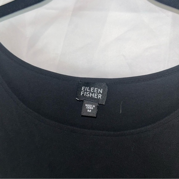 Eileen Fisher Tank Top 100% Silk Solid Sleeveless Shirt Black - Picture 3 of 5